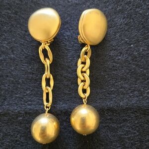 Elegant Authentic GIVENCHY Chunky Ball Drop Dangling Clip On Earrings
